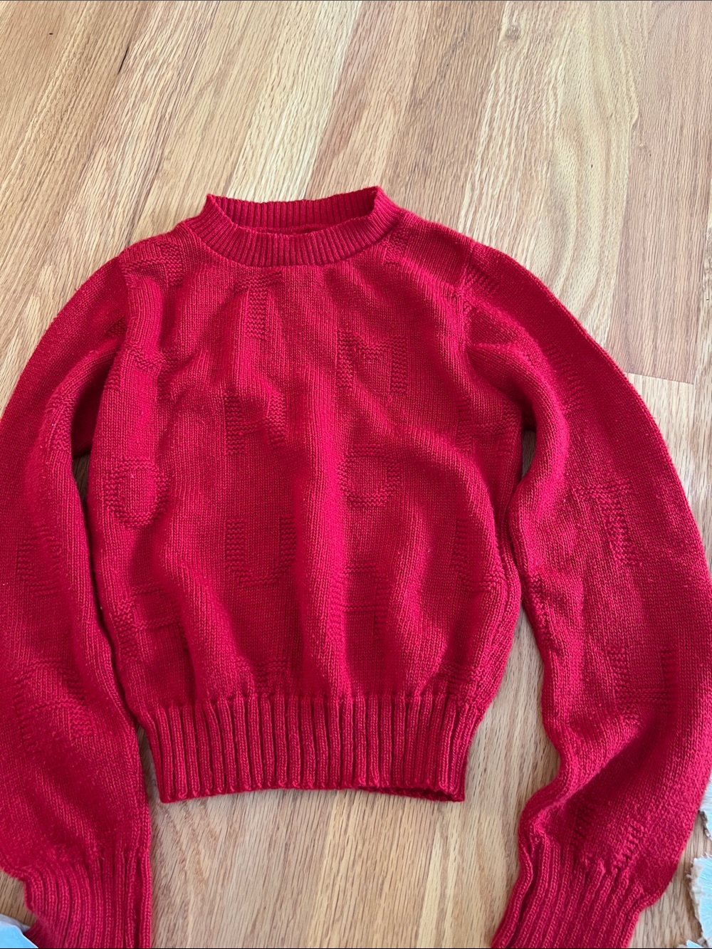 Vintage Red Crewneck holographic Knit Sweater 6x